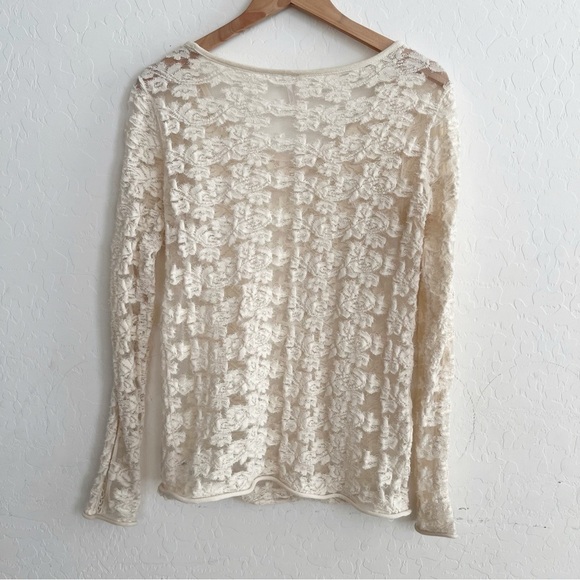 Free People Floral Textured Sheer Lace Pullover top - Picture 4 of 8